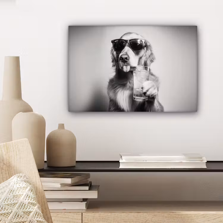 Canvas schilderij - Golden retriever - Hond - Zonnebril - Gkas — 5