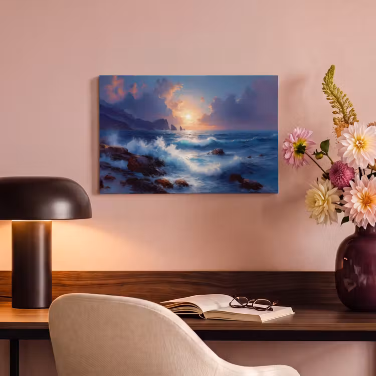 Canvas schilderij - Golven - Zee - Kleurrijk - Rotsen — 4