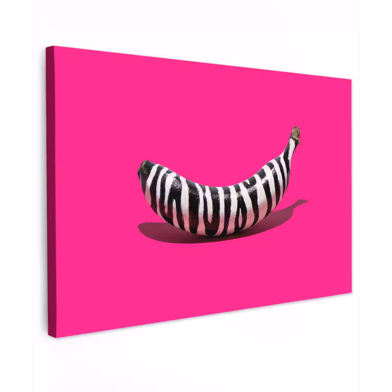 Canvas schilderij - Banaan - Zebraprint - Roze — 1