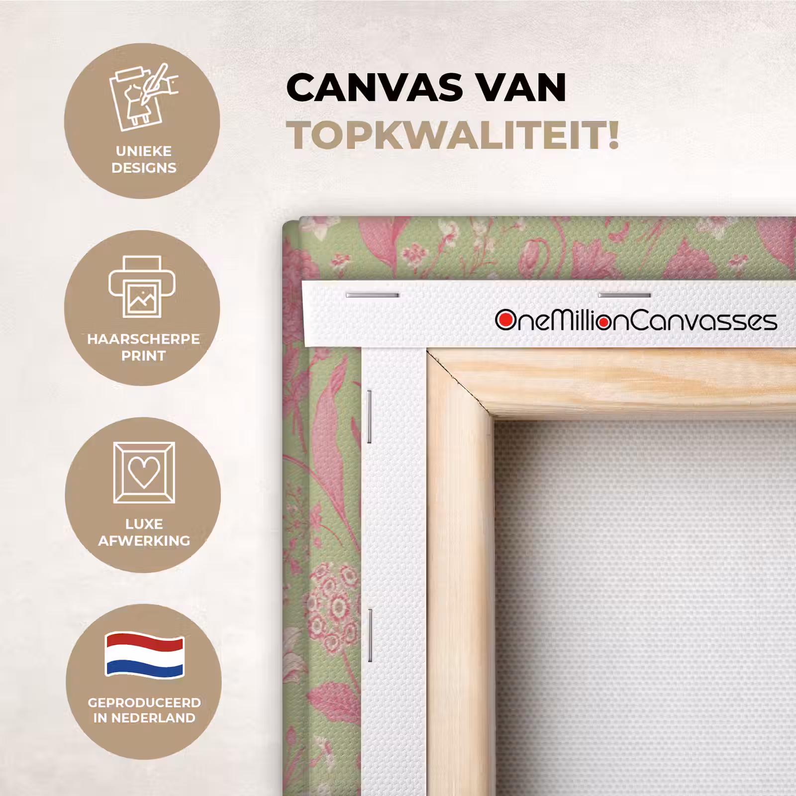 Canvas schilderij - Classic - Pink - Mint — 1