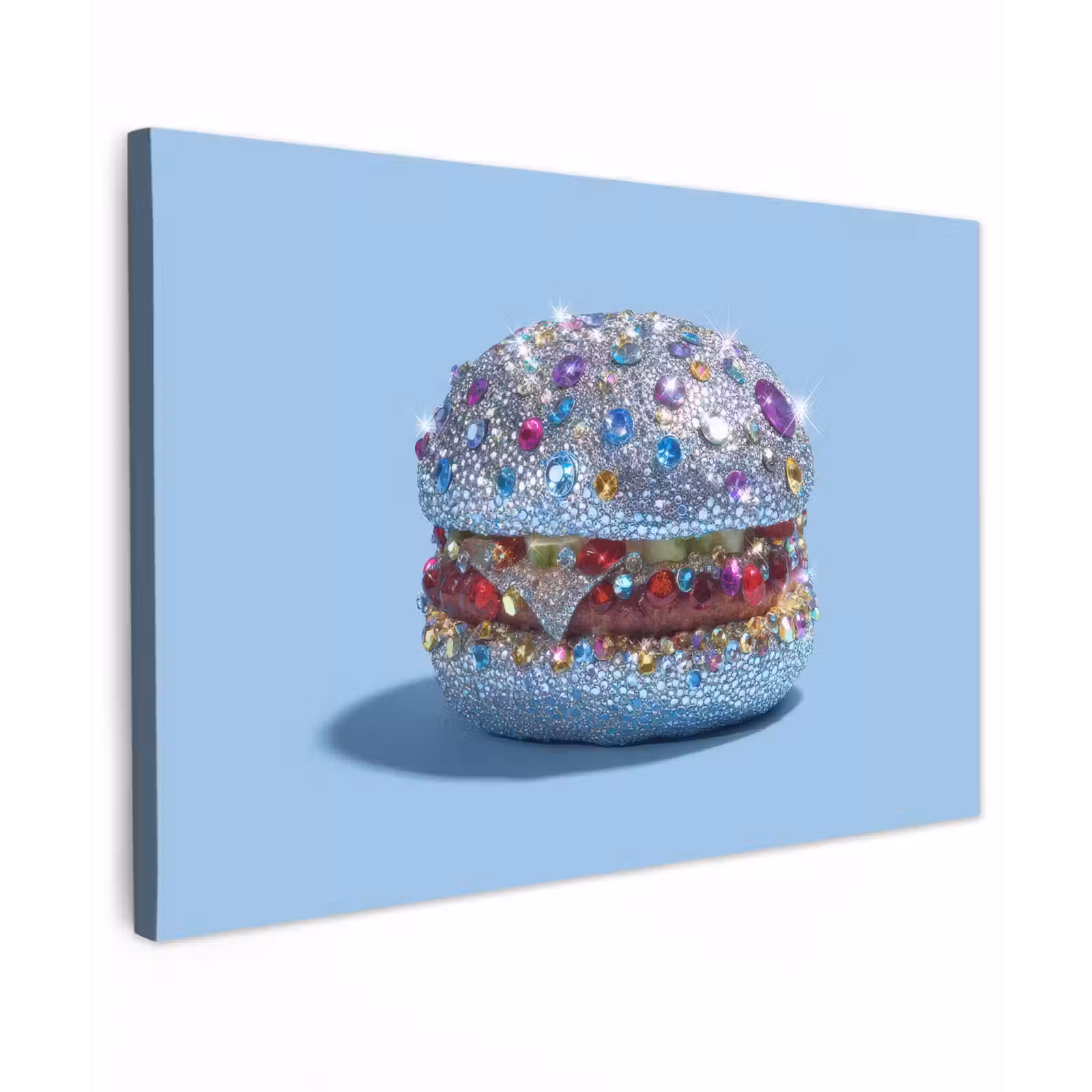 Canvas schilderij - Glitters - Hamburger - Blauw — 1