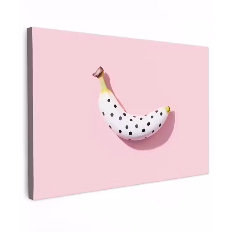 Canvas schilderij - Banaan - Stippen - roze — 1