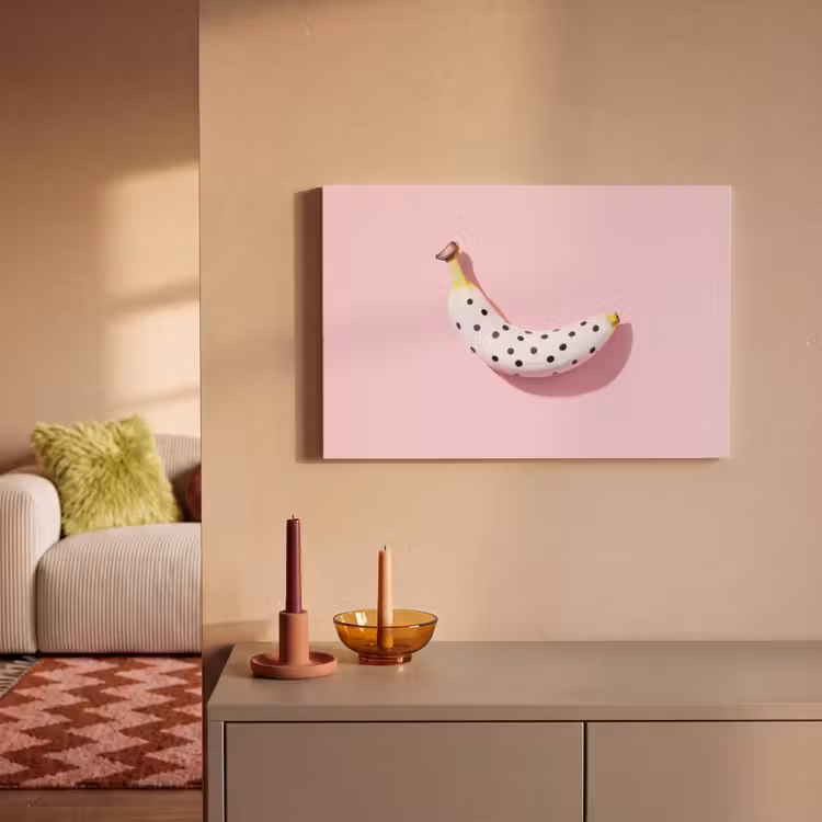 Canvas schilderij - Banaan - Stippen - roze — 2