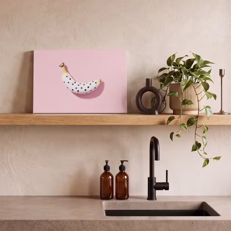 Canvas schilderij - Banaan - Stippen - roze — 3