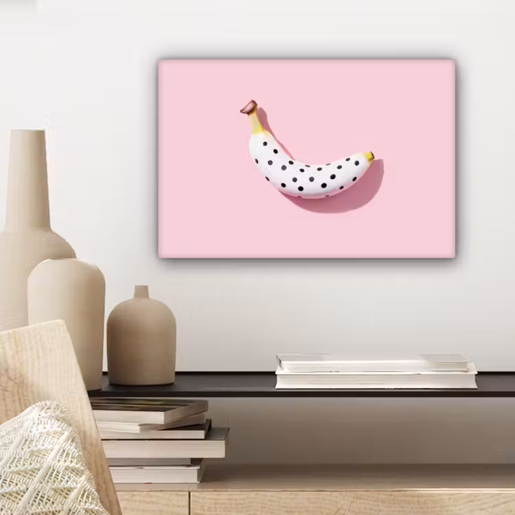 Canvas schilderij - Banaan - Stippen - roze — 5