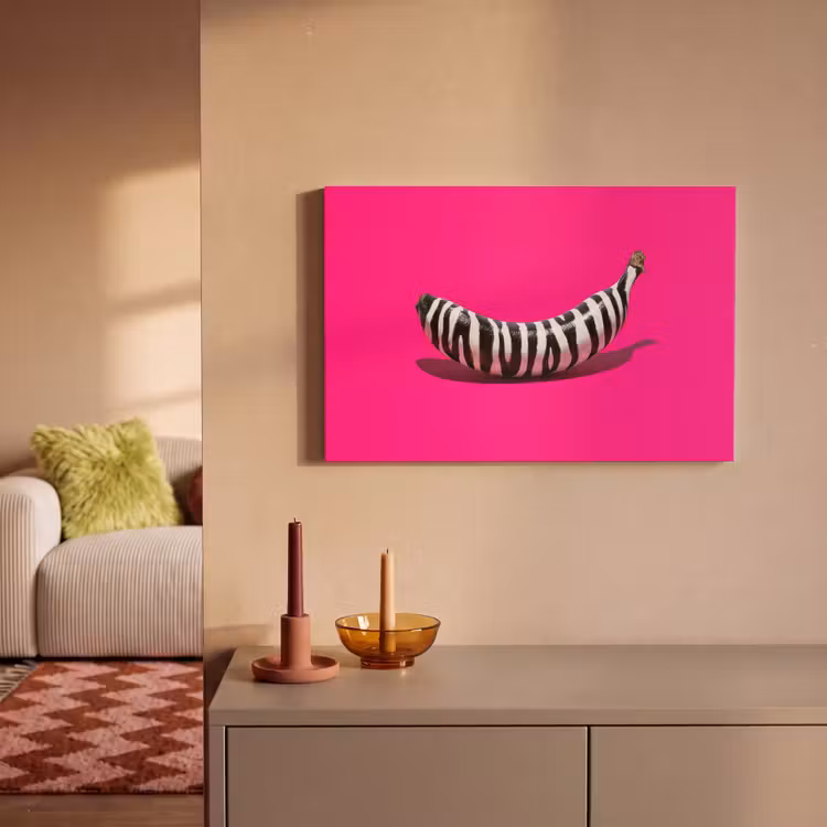 Canvas schilderij - Banaan - Zebraprint - Roze — 2