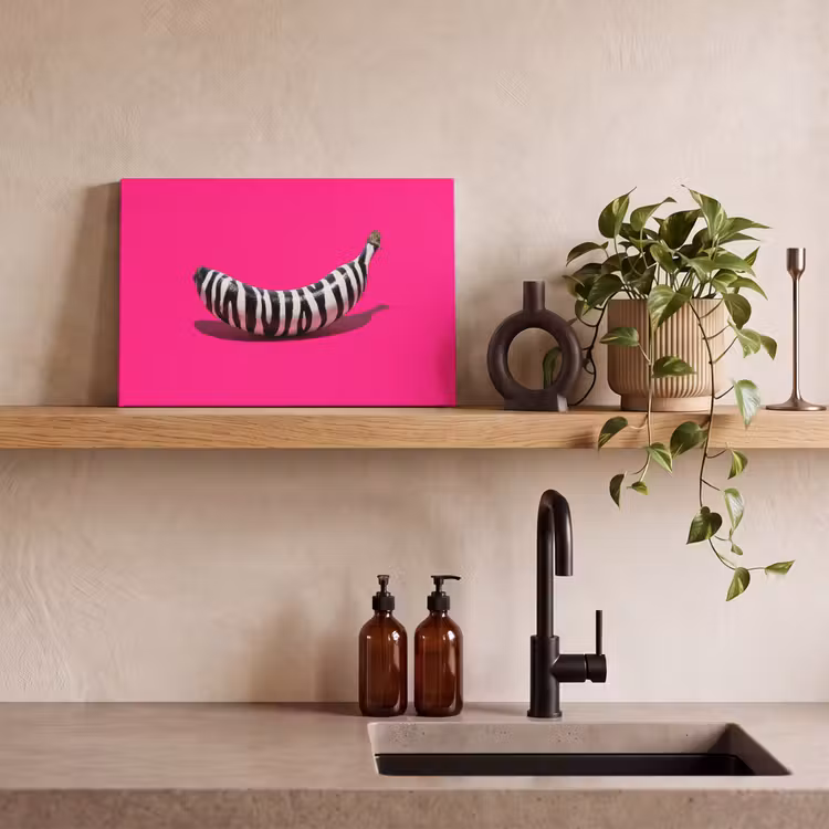 Canvas schilderij - Banaan - Zebraprint - Roze — 3
