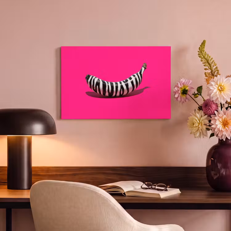 Canvas schilderij - Banaan - Zebraprint - Roze — 4