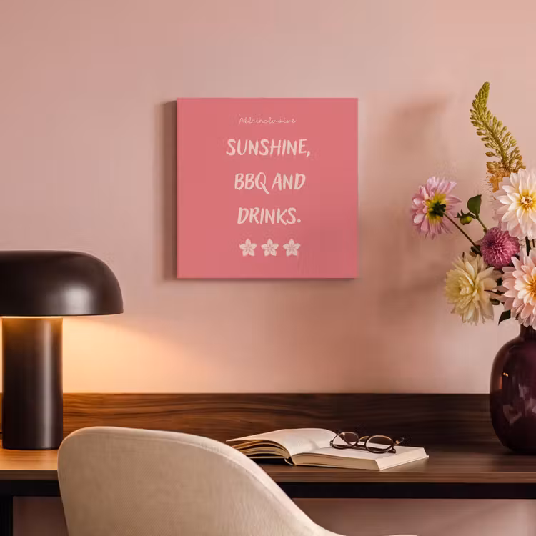 Canvas schilderij - BBQ - Quote - Roze - Zomer — 2