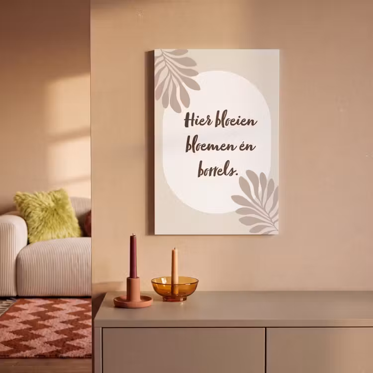 Canvas schilderij - Bloemen - Quote - Zomer - Beige — 1
