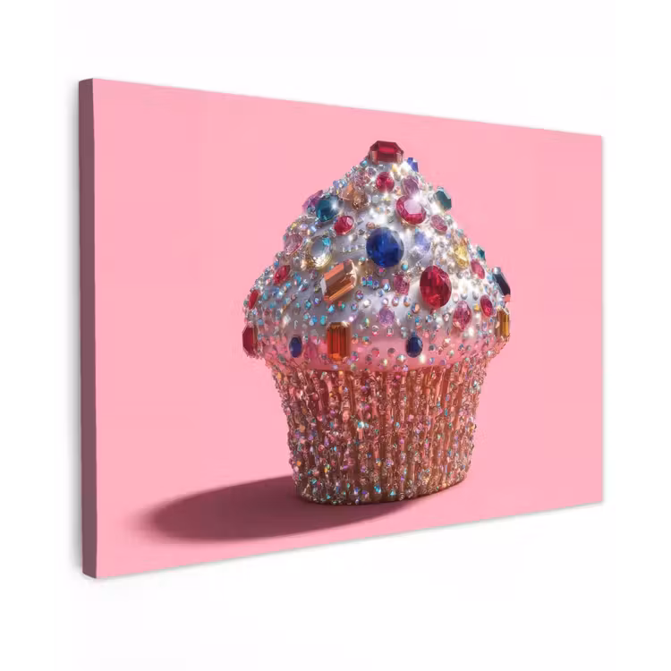 Canvas schilderij - Cupcake - Kleurrijk - Edelstenen — 1