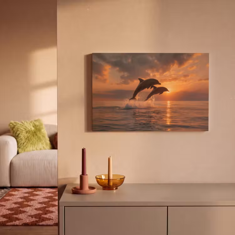 Canvas schilderij - Dolfijnen - Zee - Realistisch — 2