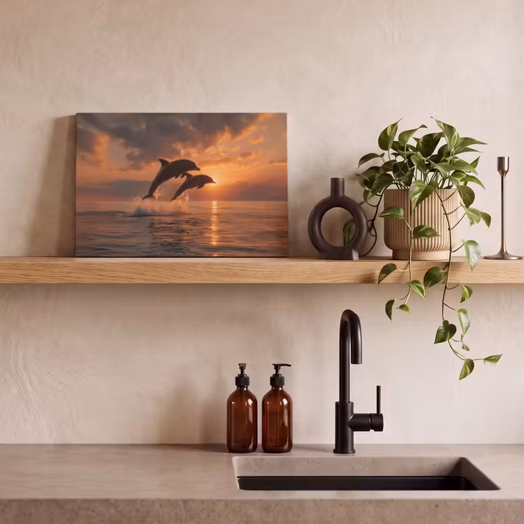 Canvas schilderij - Dolfijnen - Zee - Realistisch — 3
