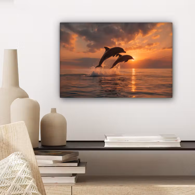 Canvas schilderij - Dolfijnen - Zee - Realistisch — 5