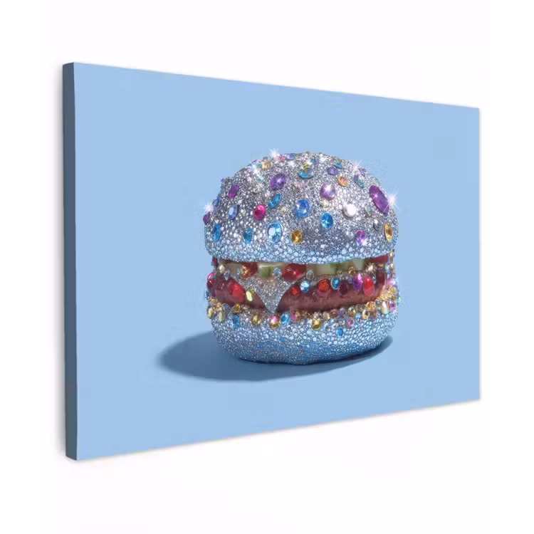 Canvas schilderij - Glitters - Hamburger - Blauw — 1