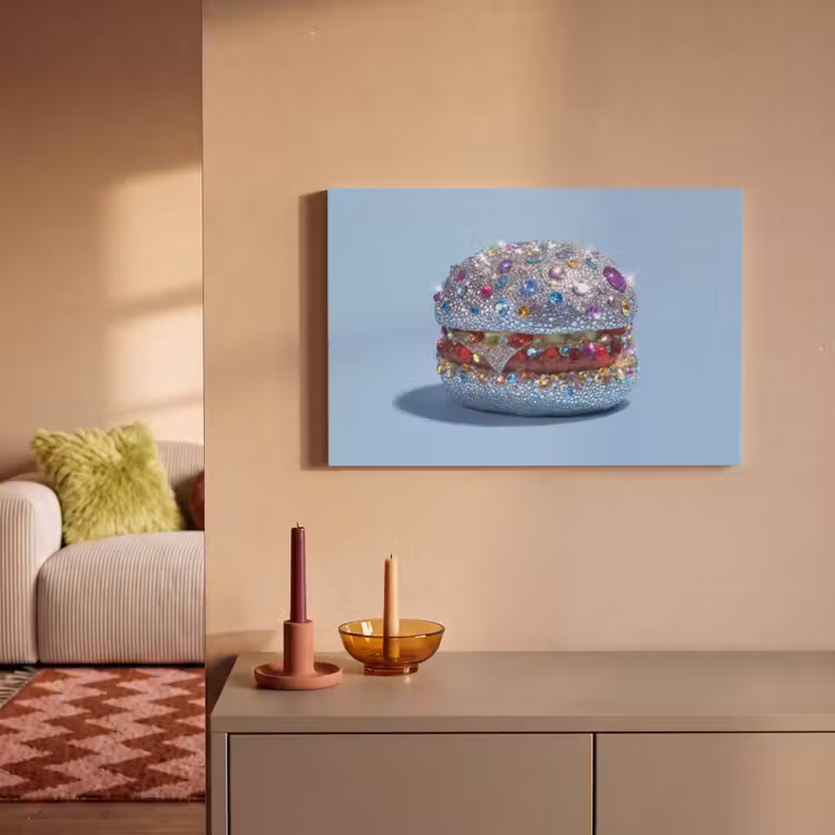 Canvas schilderij - Glitters - Hamburger - Blauw — 2