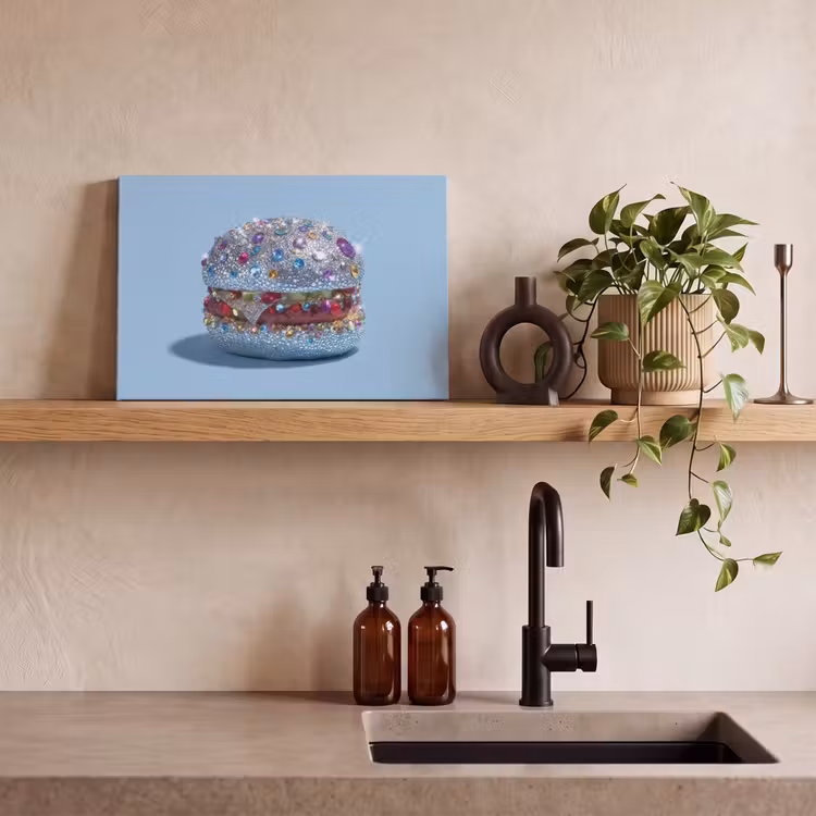 Canvas schilderij - Glitters - Hamburger - Blauw — 3
