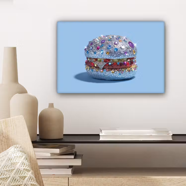 Canvas schilderij - Glitters - Hamburger - Blauw — 5