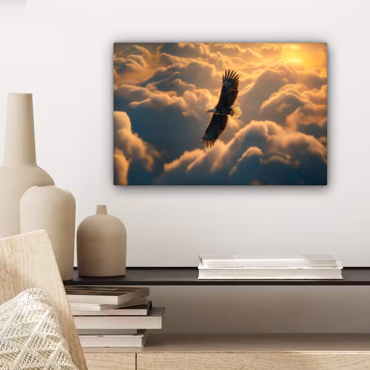 Canvas schilderij - Adelaar - Wolken - Zon — 5