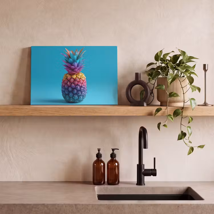 Canvas schilderij - Ananas - Regenboog - Blauw - Popart — 3