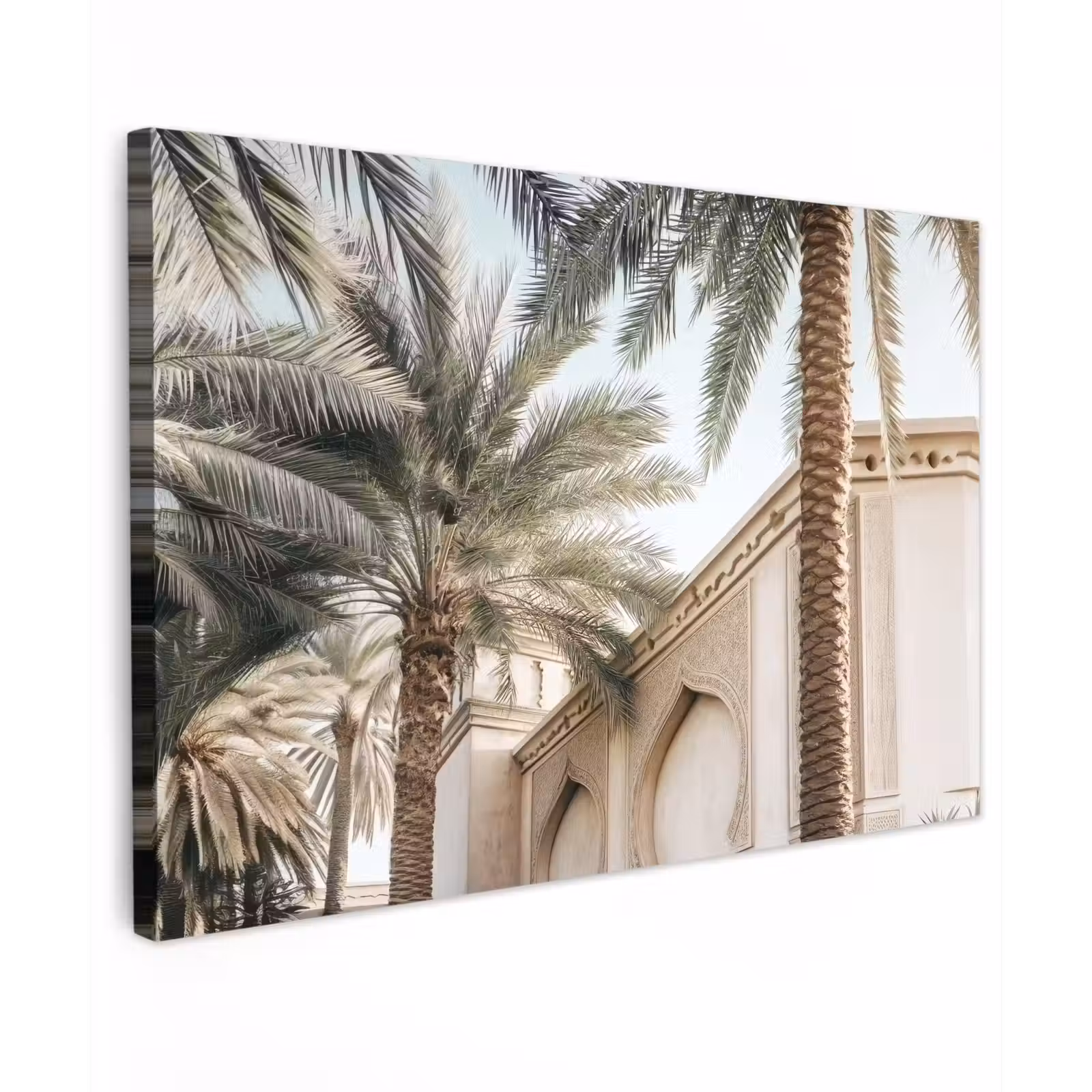 Canvas schilderij - Gebouw - Palmbomen - Beige - Zon — 1