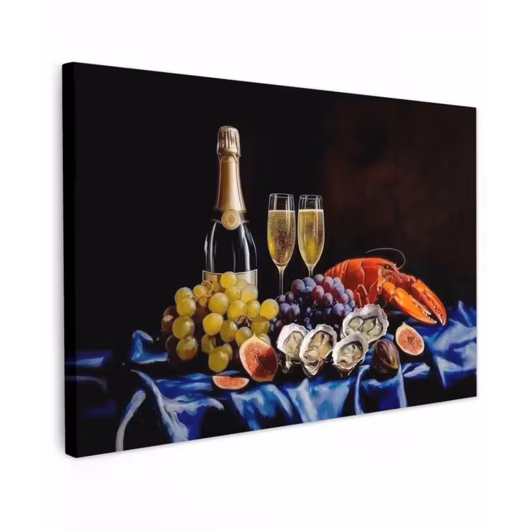 Canvas schilderij - Champagne - Luxe - Oesters — 1