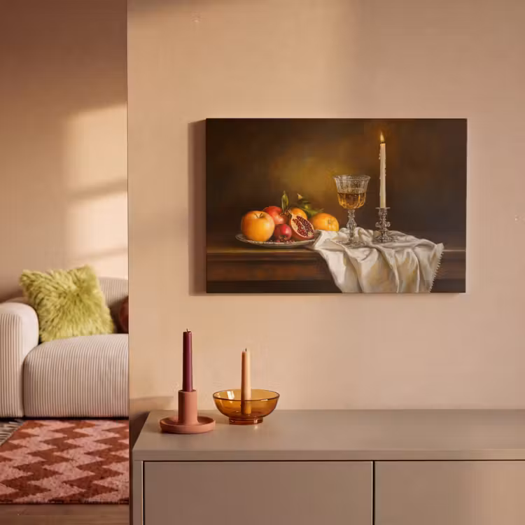 Canvas schilderij - Fruit - Stilleven - Wijn - Kaars — 2