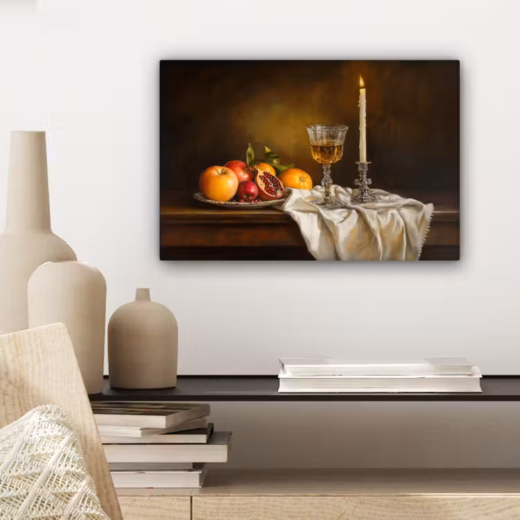 Canvas schilderij - Fruit - Stilleven - Wijn - Kaars — 5