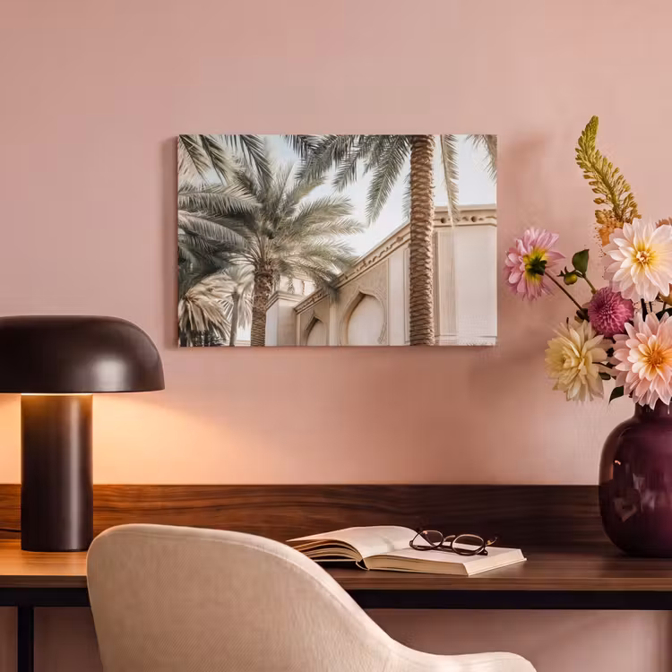 Canvas schilderij - Gebouw - Palmbomen - Beige - Zon — 4