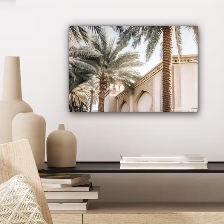 Canvas schilderij - Gebouw - Palmbomen - Beige - Zon — 5