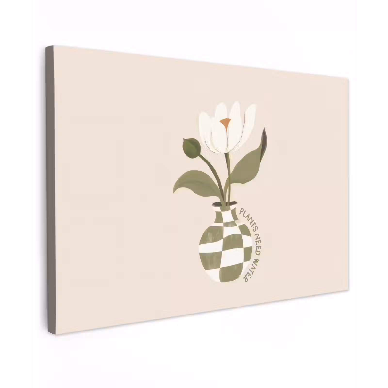 Canvas schilderij - Bloem - Wit - Vaas - Quote — 1