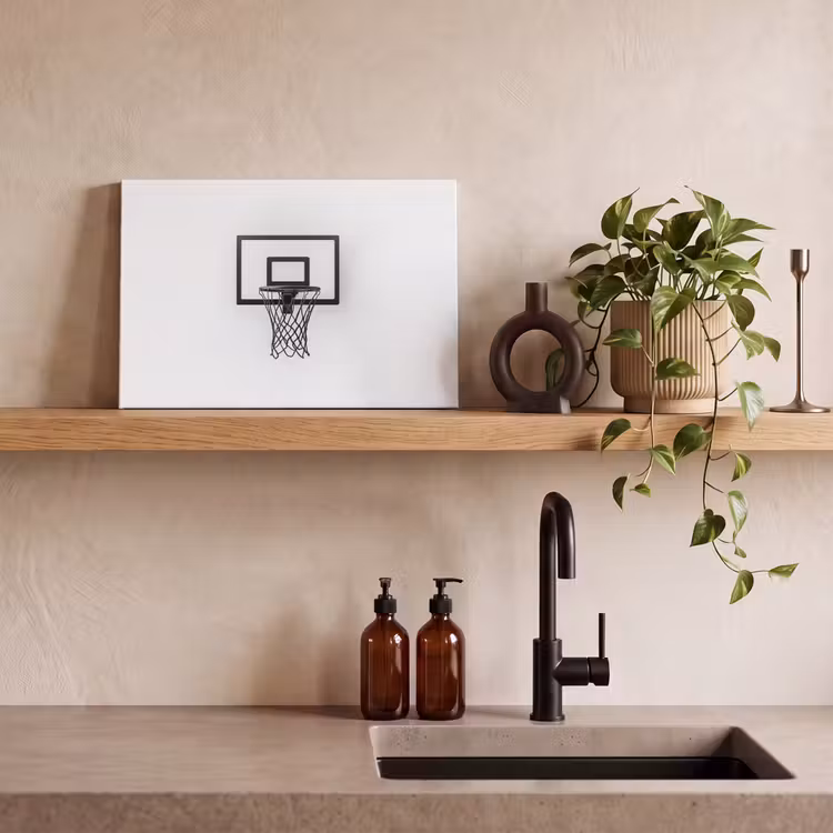 Canvas schilderij - Basketbalbord - Minimalistisch - Zwart — 3