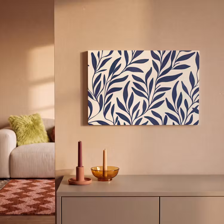 Canvas schilderij - Bladeren - Klimop - Donkerblauw — 2