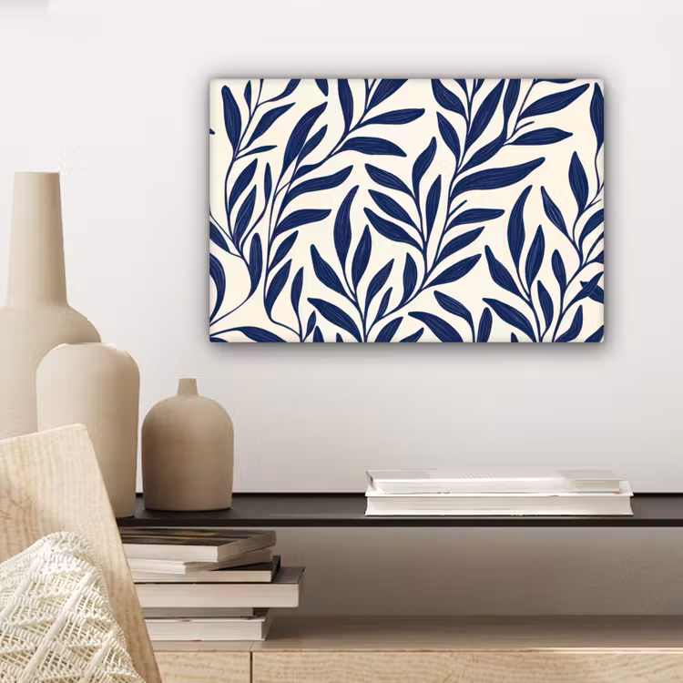 Canvas schilderij - Bladeren - Klimop - Donkerblauw — 5