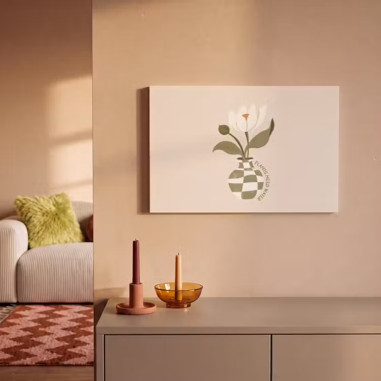 Canvas schilderij - Bloem - Wit - Vaas - Quote — 2