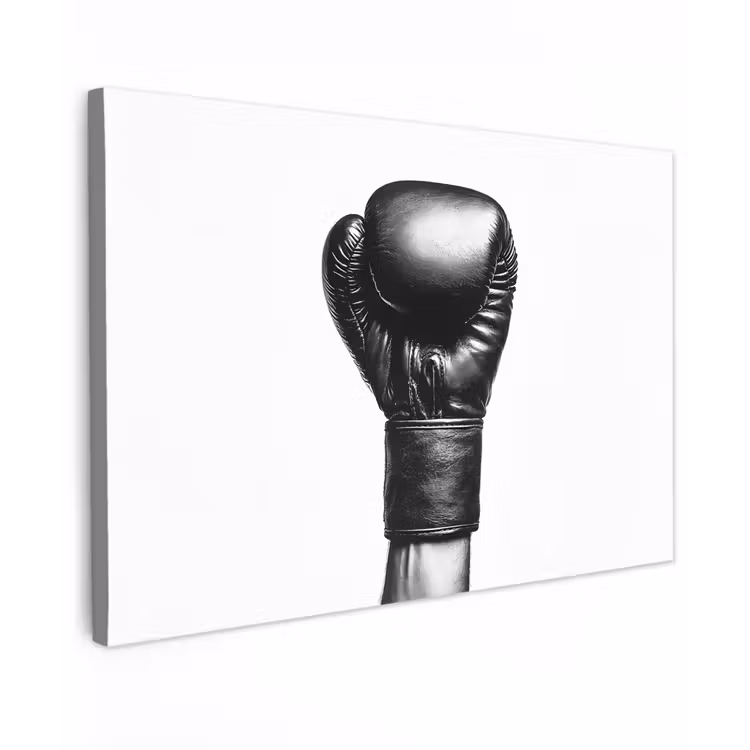 Canvas schilderij - Bokshandschoen - Zwart - Hand — 1