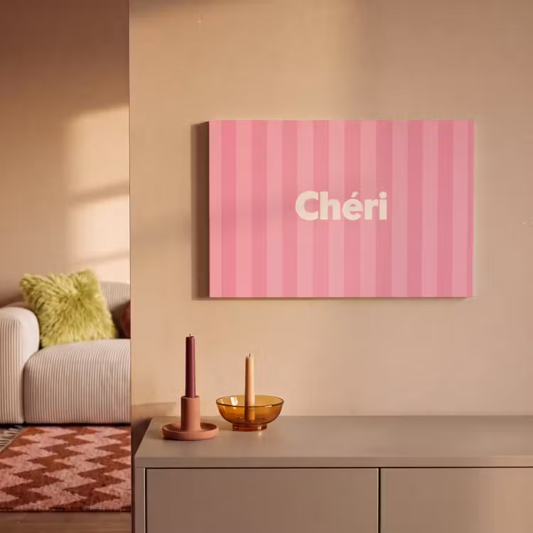 Canvas schilderij - Gestreept - Roze - Chéri — 2