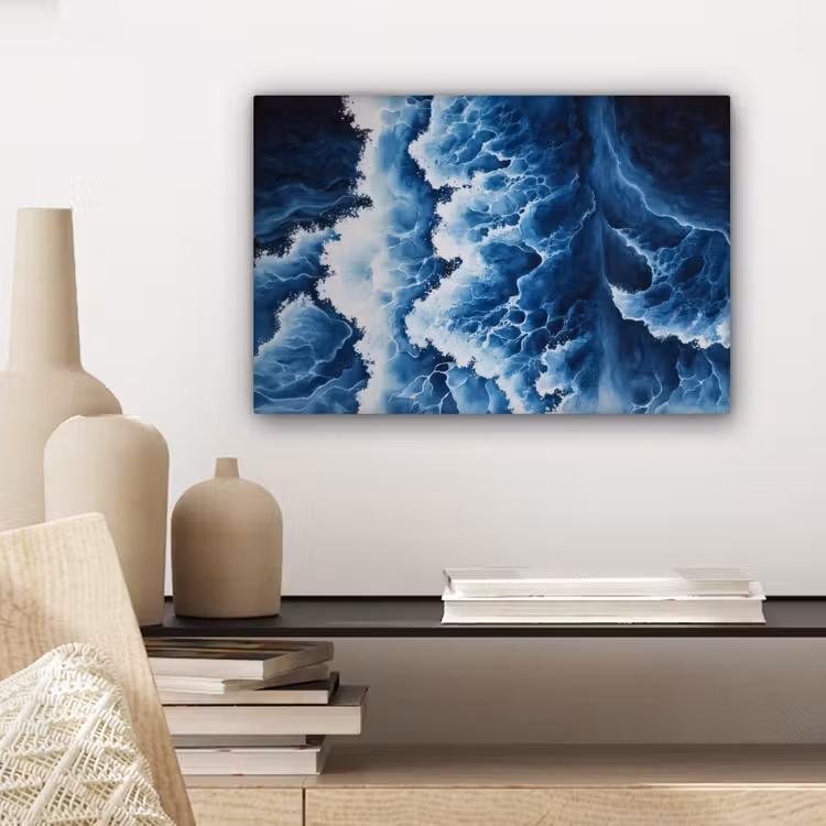 Canvas schilderij - Golven - Blauw - Schuim — 5