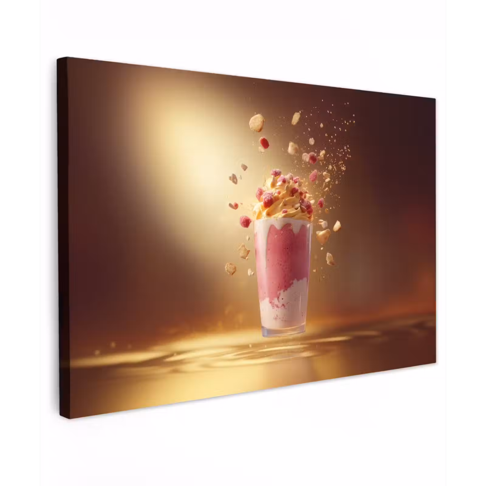 Canvas schilderij - Framboos - Smoothie - Drinken - Roze — 1