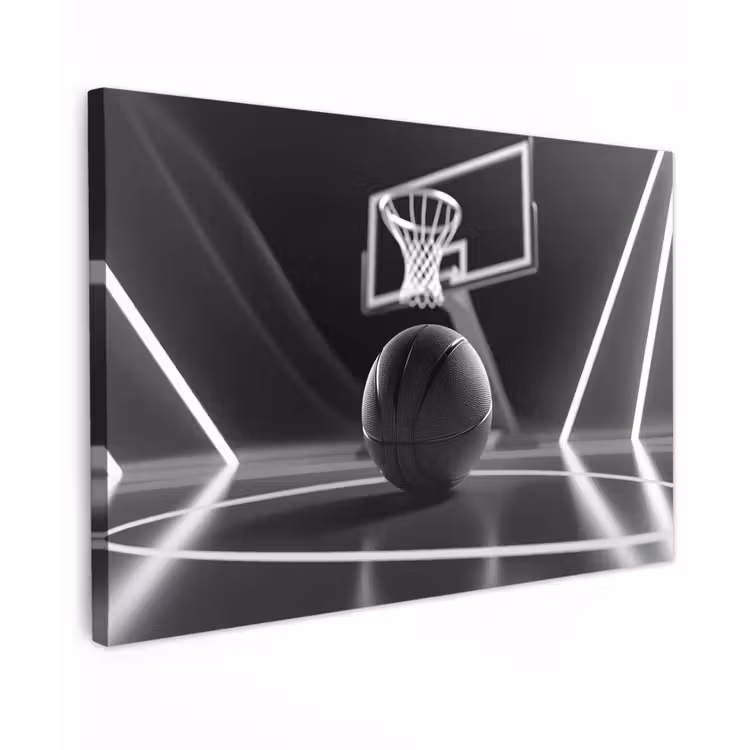 Canvas schilderij - Basketbal - Basketbalveld - Lichtlijnen — 1