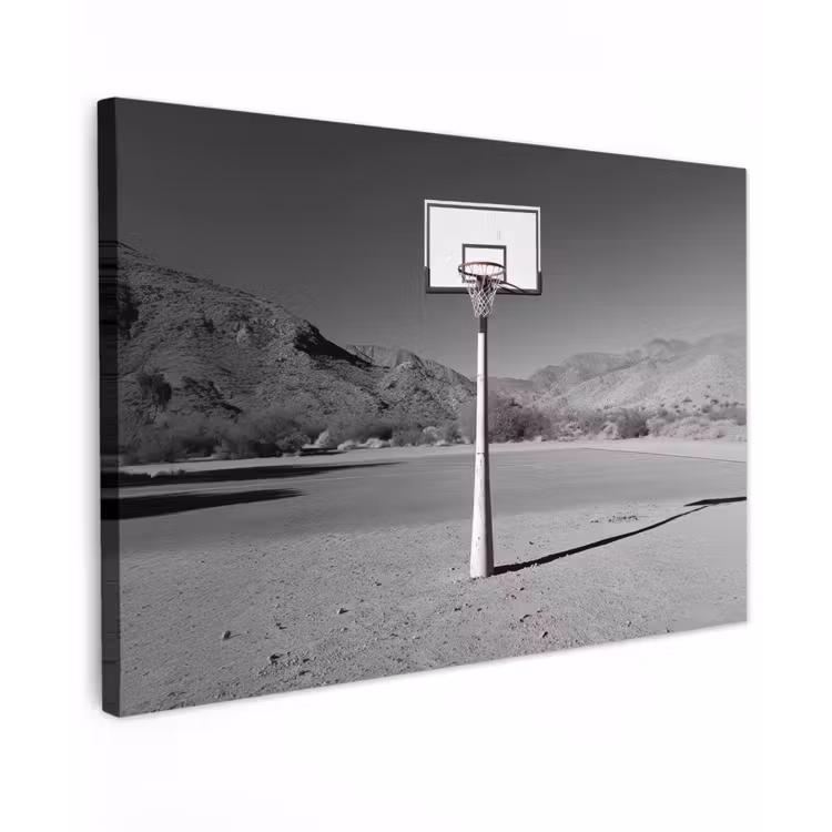 Canvas schilderij - Basketbalpaal - Landschap - Zand - Wit — 1
