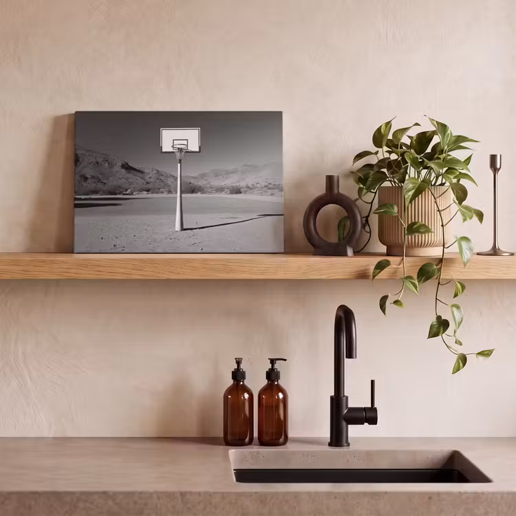 Canvas schilderij - Basketbalpaal - Landschap - Zand - Wit — 3