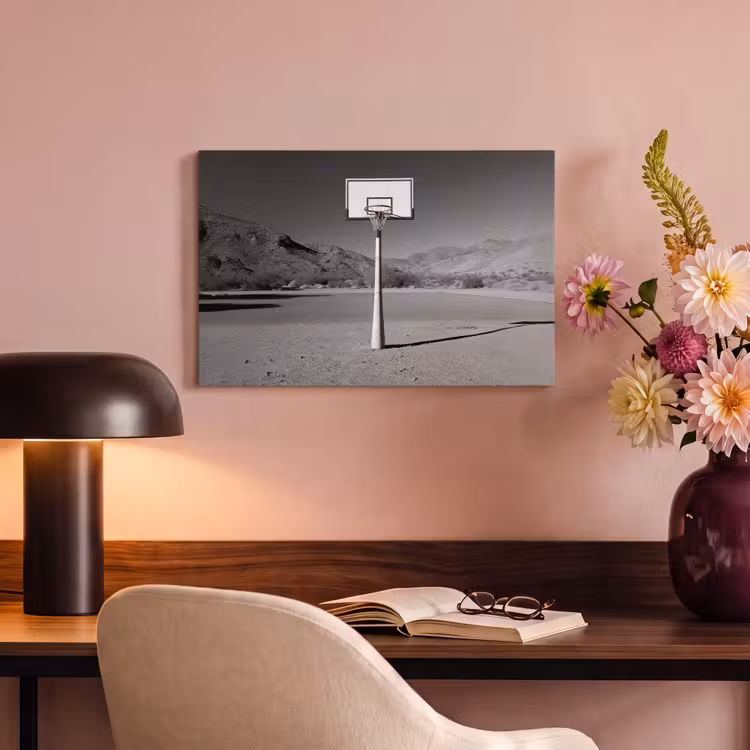 Canvas schilderij - Basketbalpaal - Landschap - Zand - Wit — 4