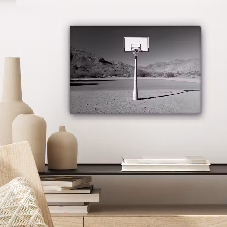 Canvas schilderij - Basketbalpaal - Landschap - Zand - Wit — 5