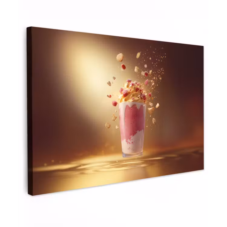 Canvas schilderij - Framboos - Smoothie - Drinken - Roze — 1