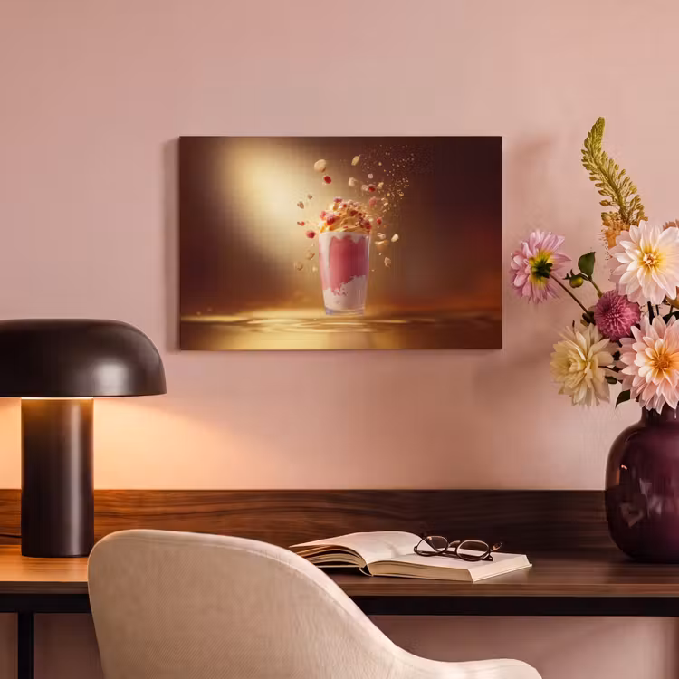 Canvas schilderij - Framboos - Smoothie - Drinken - Roze — 4