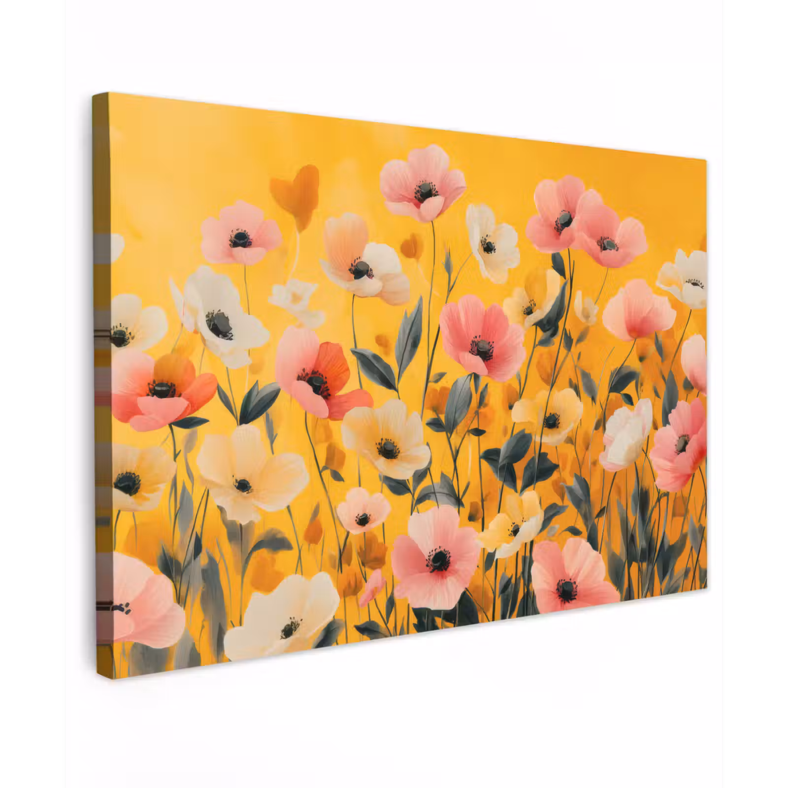 Canvas schilderij - Bloemen - Veld - Geel — 1