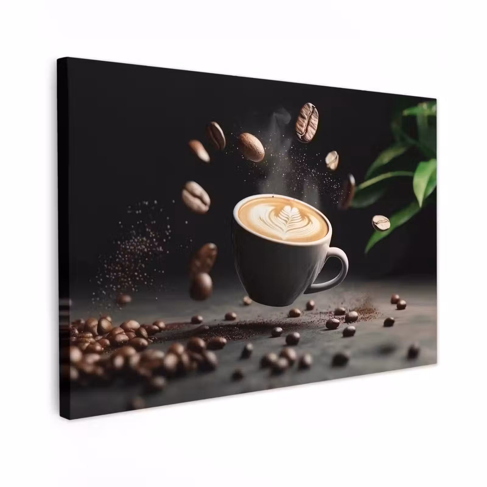 Canvas schilderij - Cappuccino - Kop - Bonen - Bruin — 1