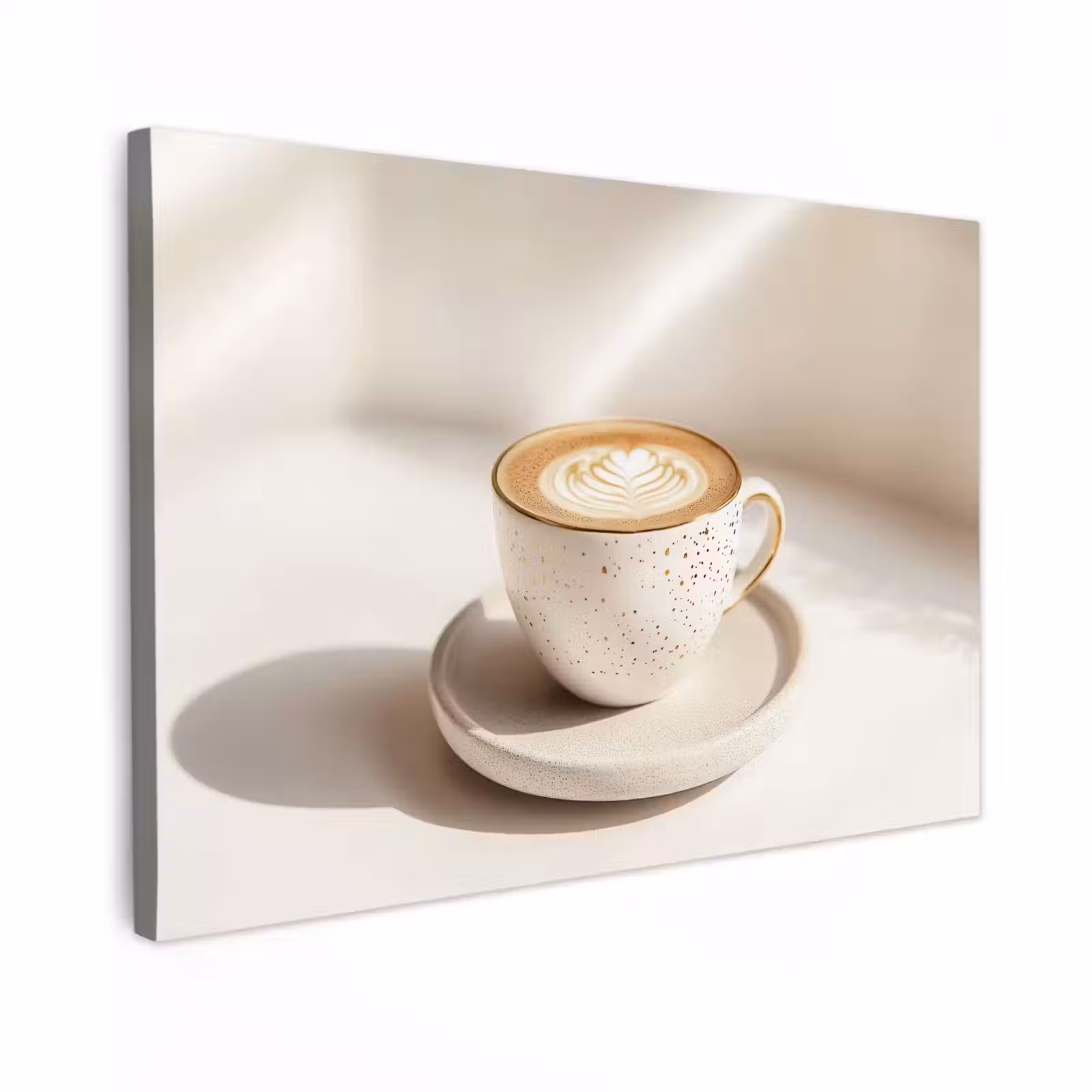 Canvas schilderij - Cappuccino - Schuim - Schotel - Beige — 1