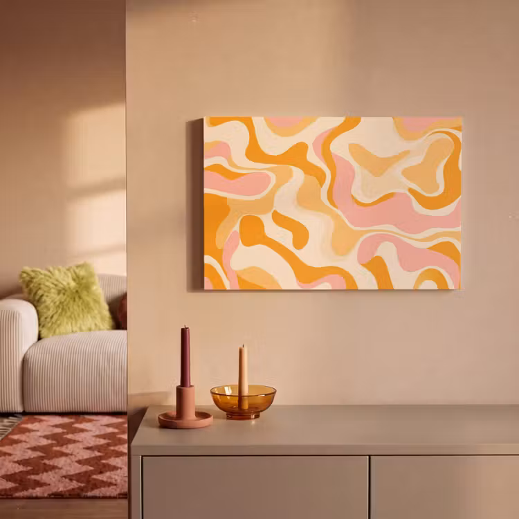 Canvas schilderij - Abstract - Golvend - Oranje — 2